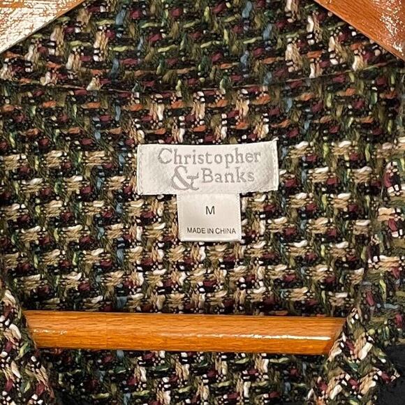 Christopher & Banks Size Medium Tweed Vest Plaid Toggle Academia English Country - Picture 4 of 8